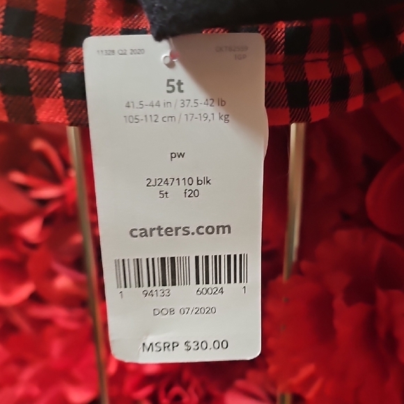 Carter's NWT Girls Black and Red Checkered Leggings Set Size 5T Top & 6-6X Pants - Picture 8 of 13